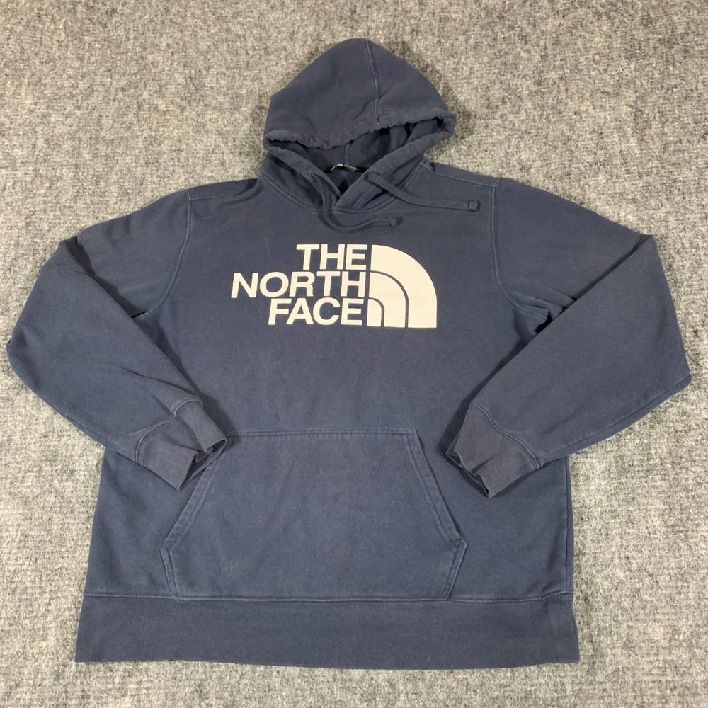 The North Face Hoodie Mens Large Blue Pullover Sweatshirt Outdoors Hiking Faded